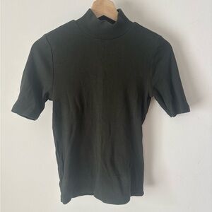 LOFT green short sleeve mock neck